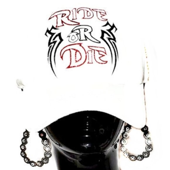 Fashion Junky Accessories - Ride or Die White Fitted Baseball Cap.